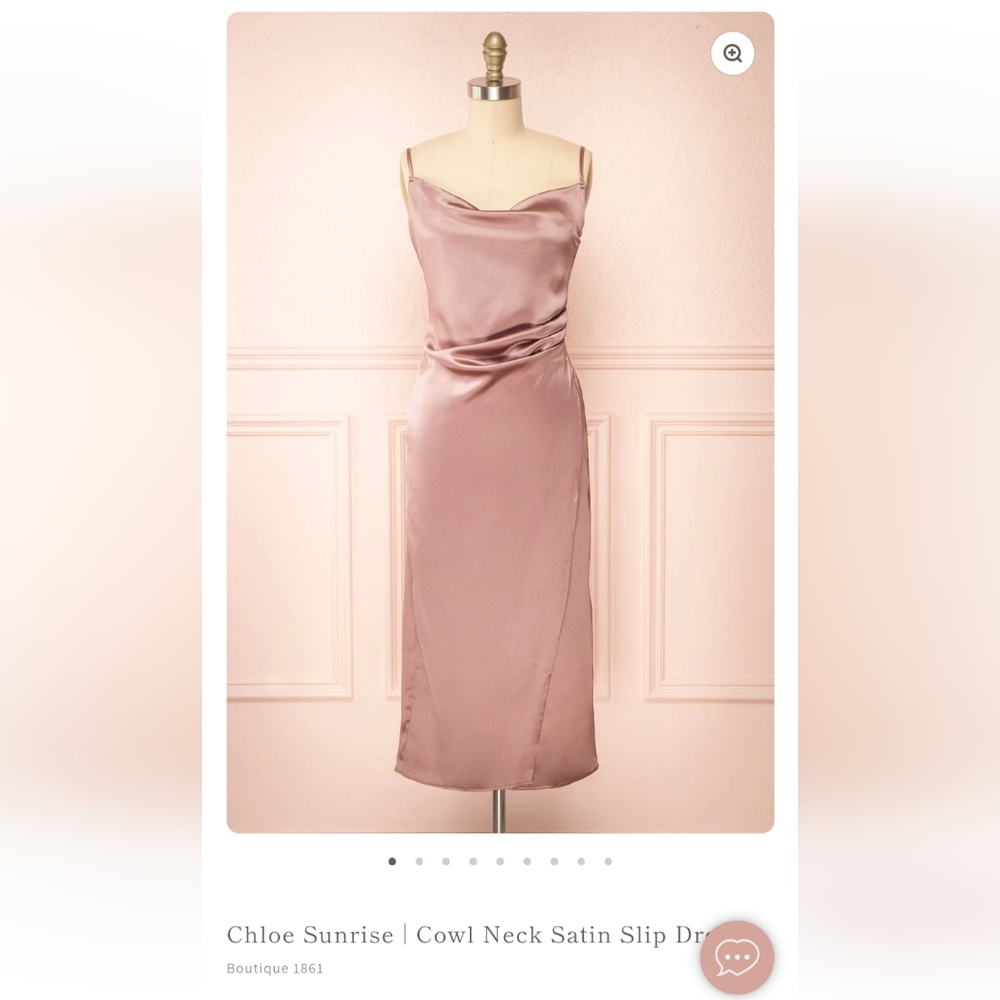 Pink Draped Satin Cowl Dress (1861 Chloe Dress)